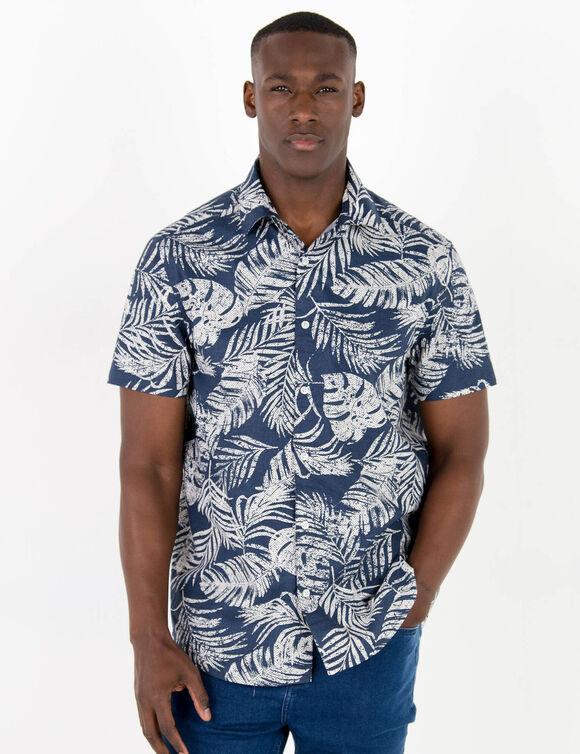 Chemise imprimée manches courtes (marine)