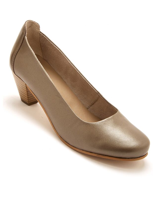 Leren pumps met grote breedte - goudbruin, goudbruin Leren pumps met grote breedte - goudbruin, goudbruin, hi-res