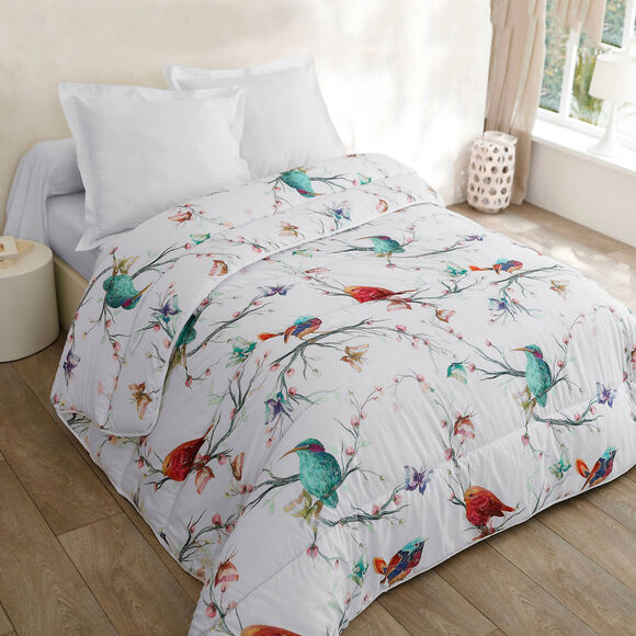 Couette coton imprimée Oiseaux 400 g/m2 (blanc)