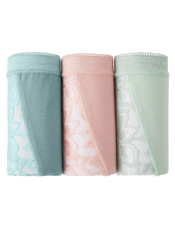 Supermaxislip met kant - set van 3 (amandel + roze + groen)