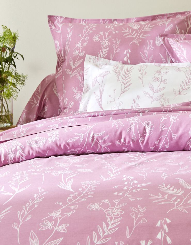 Linge de lit Alessia en coton imprimé fleuri (parme)