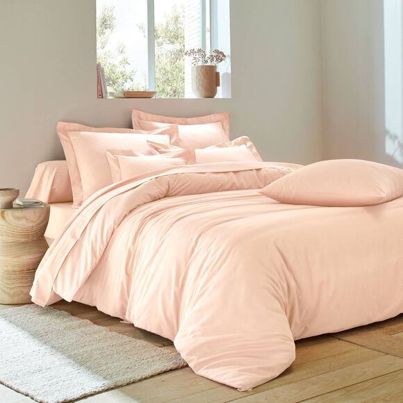 Linge de lit uni - coton 57 fils/cm&sup2; (rose poudr&eacute;)