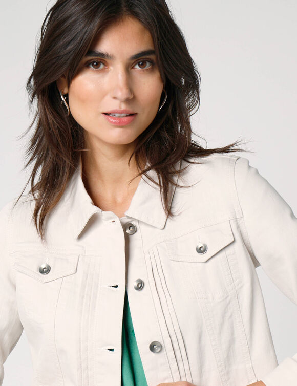 Veste boutonnée plis fantaisie (écru)