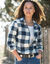 Hemd in flanel met tweekleurig vichymotief (marine / ecru)