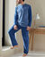Pyjamabroek met gestreepte fluwelen broek en lange mouwen (blauw)