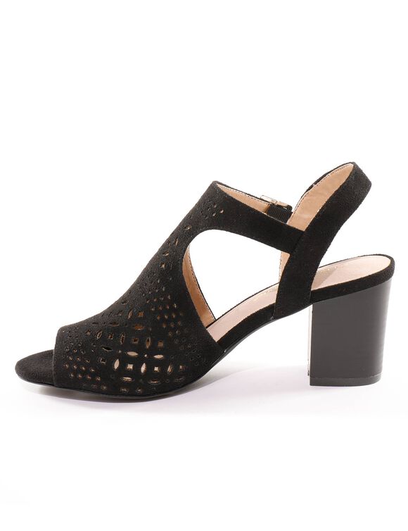 Sandalen met ajour en open neus (zwart)