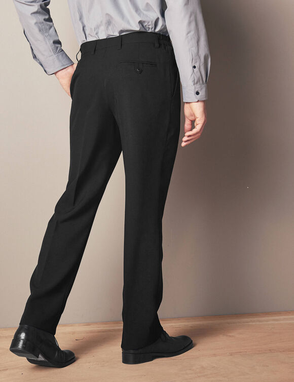 Pantalon taille élastiquée à pinces - polyester (noir)