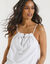 Top fluide &agrave; fines bretelles, col am&eacute;ricain nou&eacute; (blanc)