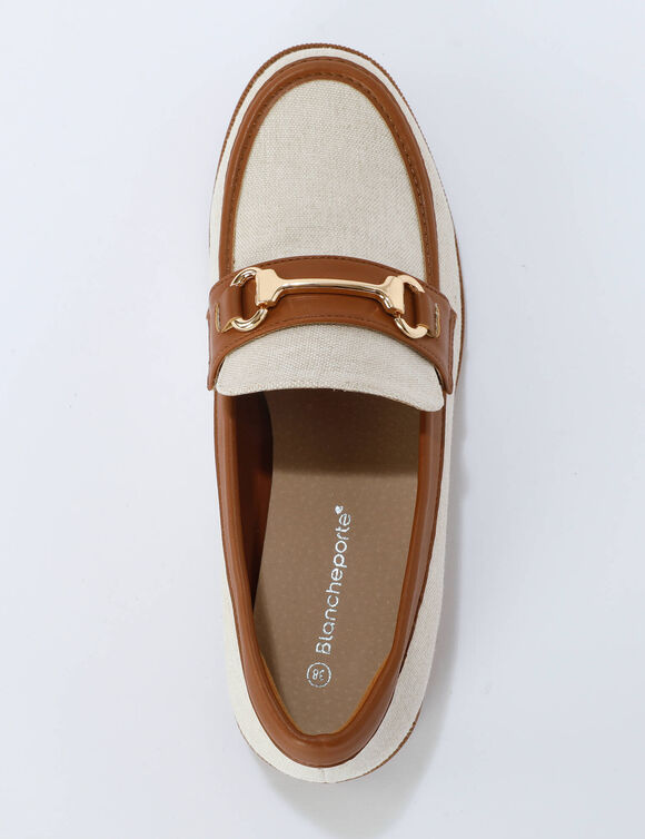 Mocassins bi-mati&egrave;re (beige)