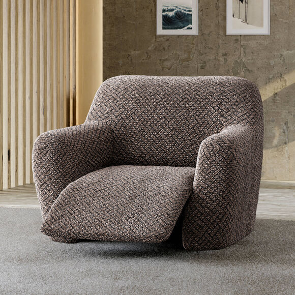 Housse bi-extensible microfibre gaufr&eacute;e graphique sp&eacute;ciale relax (chocolat)