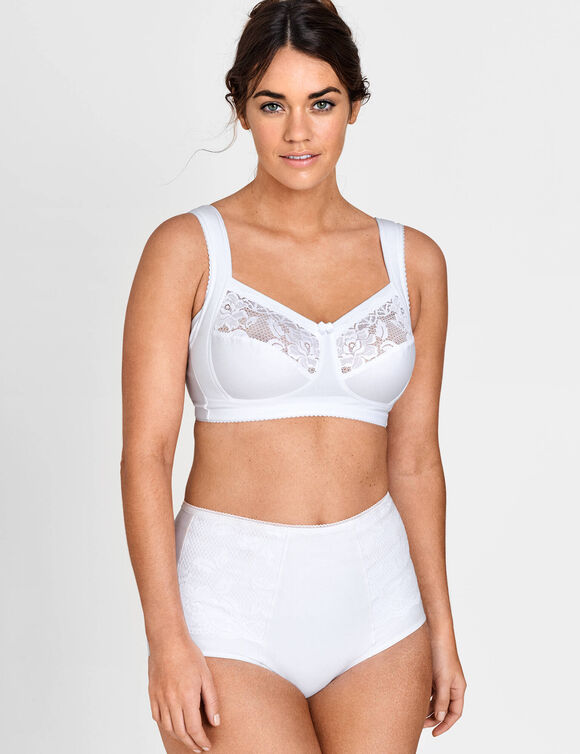 Soutien-gorge coton et dentelle - sans armatures (blanc)