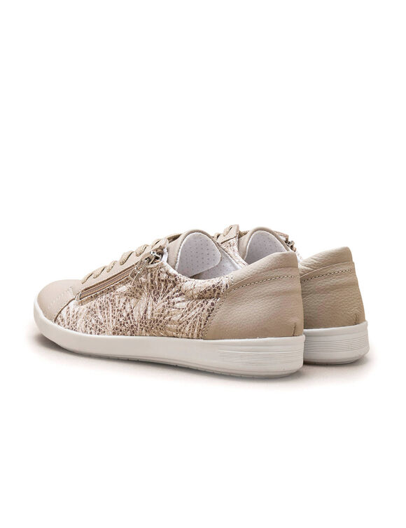 Baskets zippées et lacées grande largeur (beige)