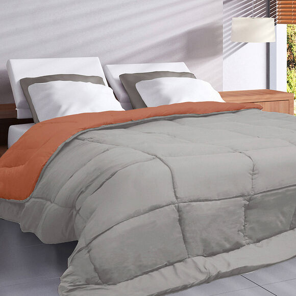 Couette unie douceur microfibre r&eacute;versible 400g/m&sup2; (terracotta / gris)
