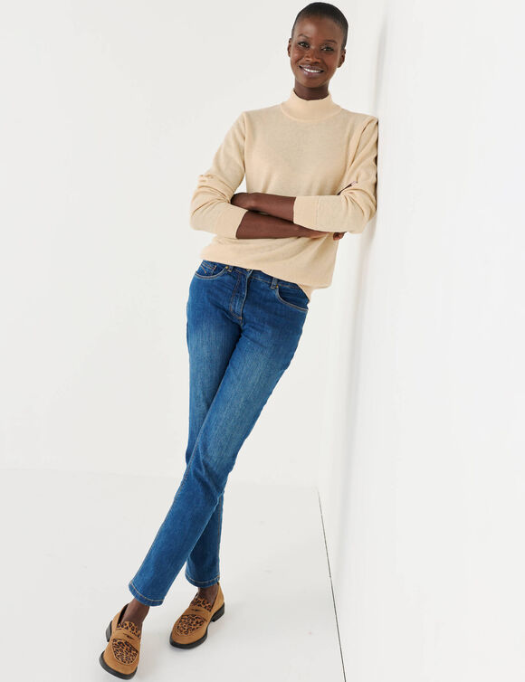 Pull col montant, laine d'agneau (beige)
