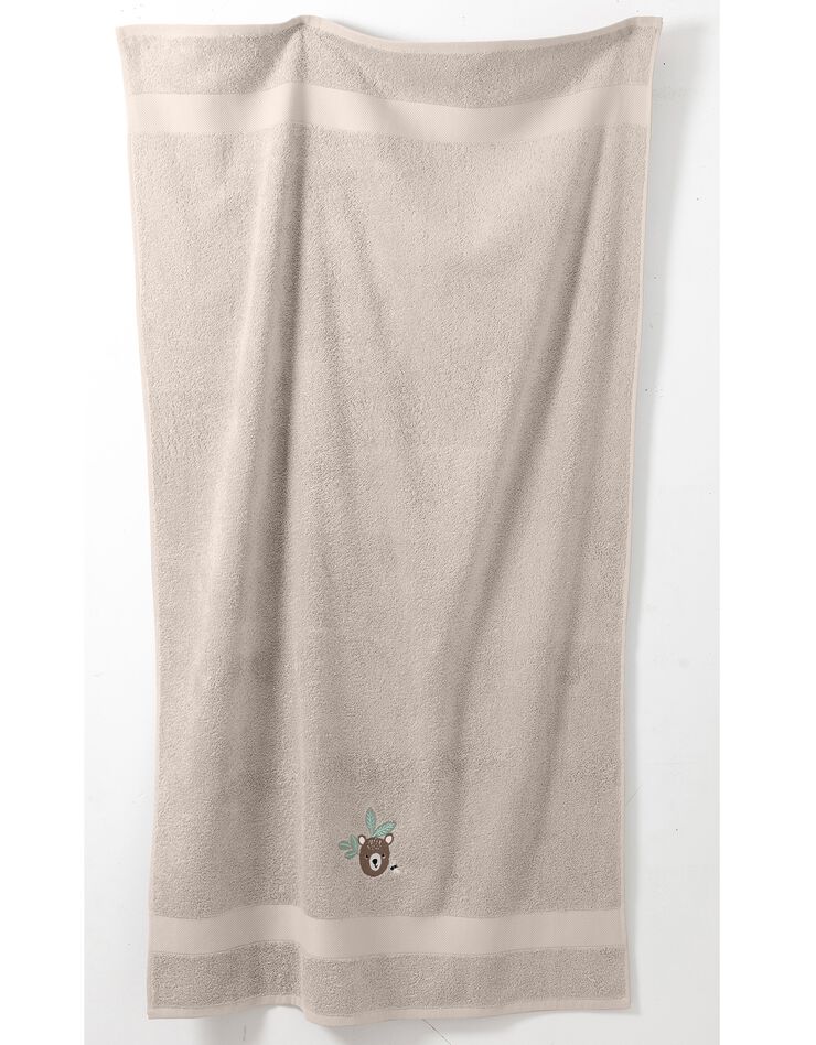 Collection éponge enfant brodée ourson coton - 380 g/m², taupe Collection éponge enfant brodée ourson coton - 380 g/m², taupe, hi-res image number 2
