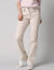 Broek in ribvelours met recht model (grijsbeige)