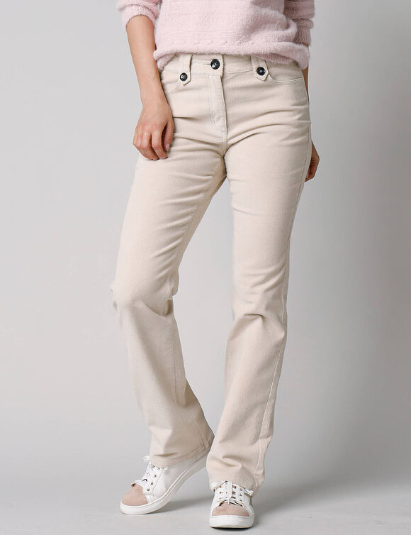Pantalon droit, velours c&ocirc;tel&eacute; (gr&egrave;ge)