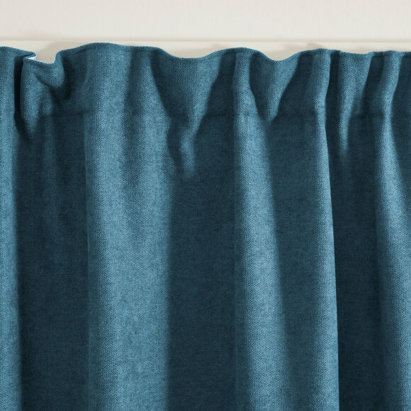 Rideau occultant et isolant finition galon fronceur (bleu paon)