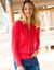 Cardigan boutonné, maille torsadée (rouge)