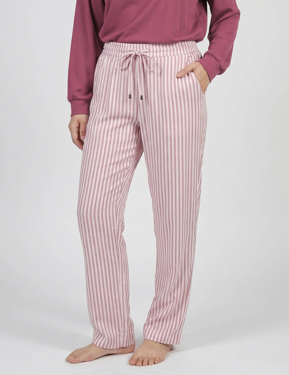 Pyjamabroek met ingeweven strepen (ecru / roze)