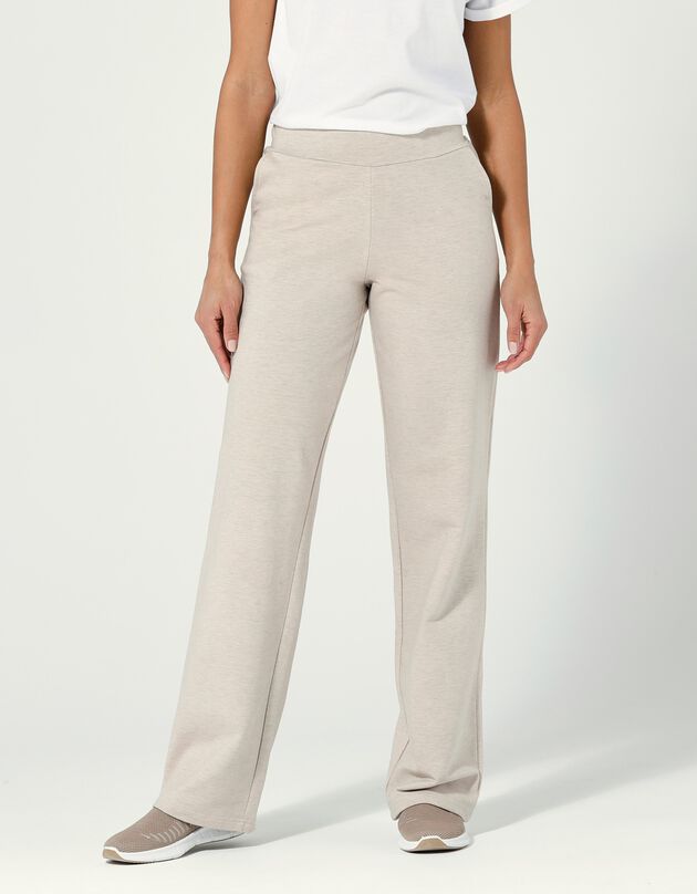 Pantalon coupe large molleton taille élastiquée (sable)
