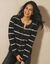 Cardigan met goudkleurige strepen, harig tricot (zwart / goudkleurig)
