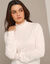 T-shirt met opstaande hals, smokwerk aan de mouwen (ecru)