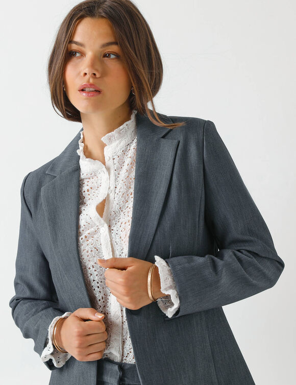 Veste blazer fluide, manches longues (gris chiné)