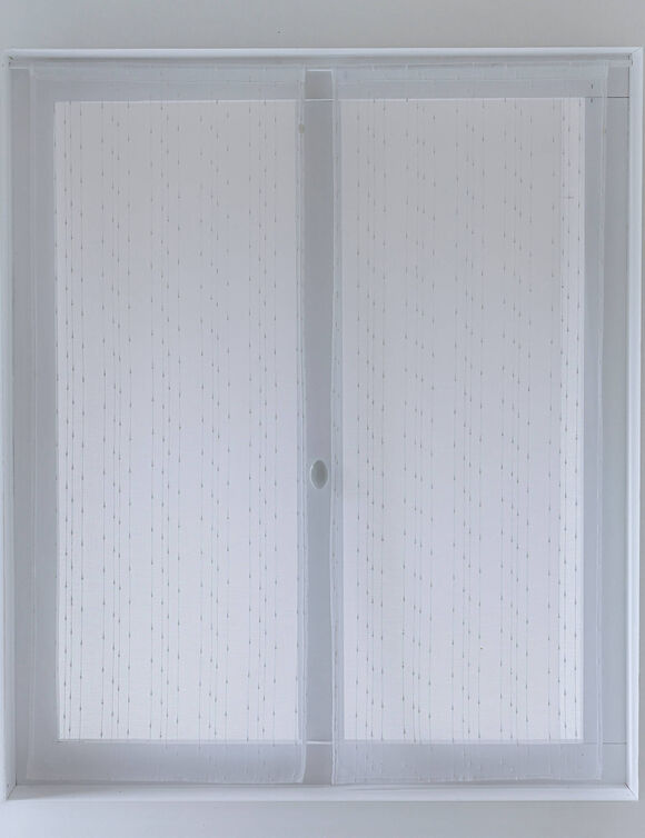 Vitrage &eacute;tamine fils fantaisie - la paire (blanc)