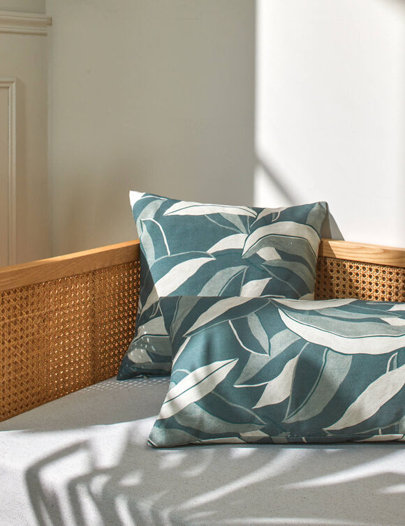Housse de coussin imprimé feuillage - lot de 2 (vert)