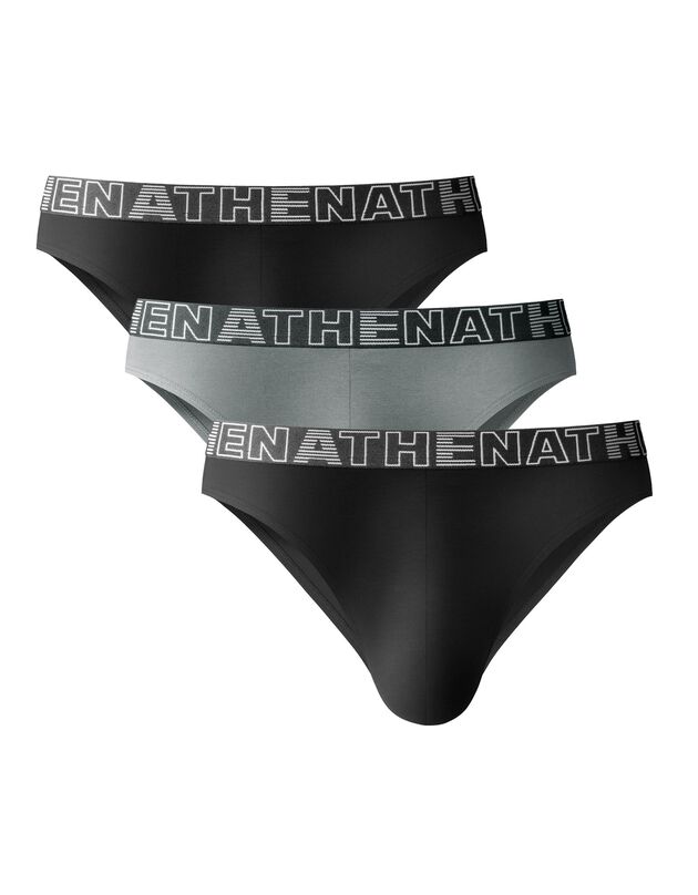 Slip uni coton Basic Color - lot de 3 (noir + gris)