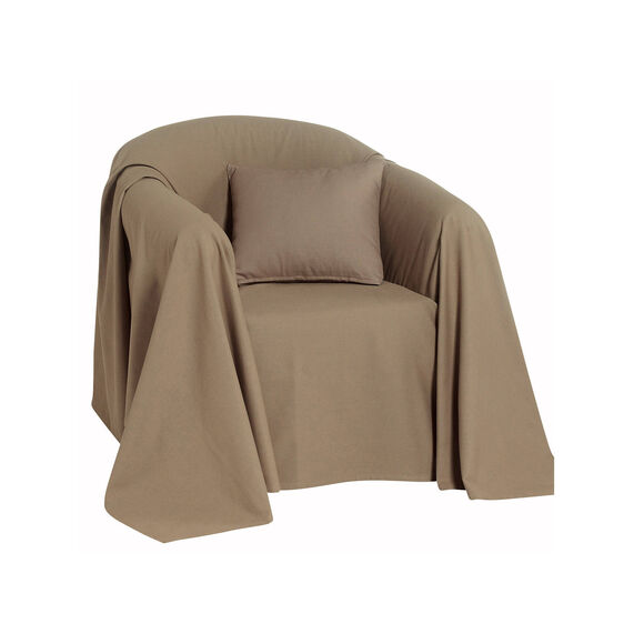 Effen katoenen sprei voor op de bank (taupe)