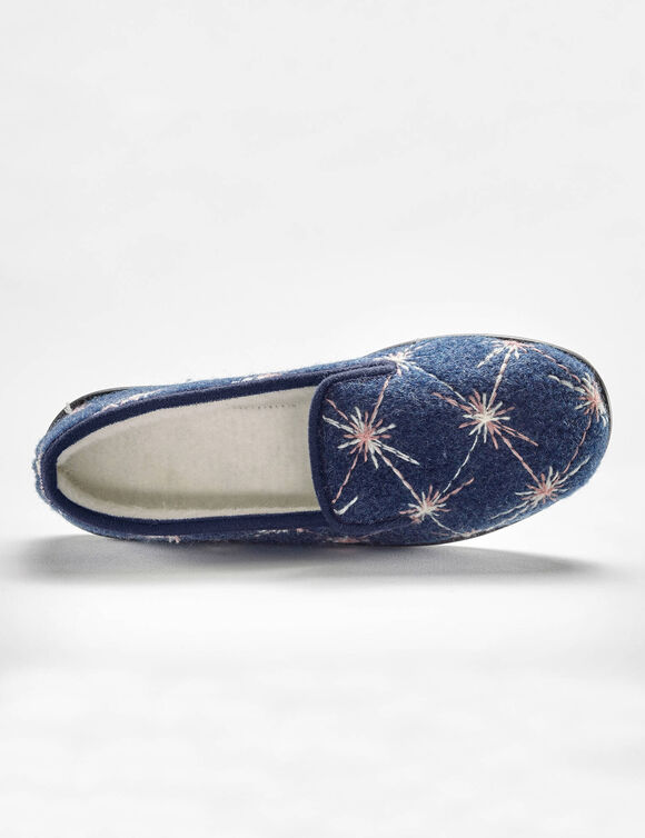 Chaussons fourrés brodés (marine)