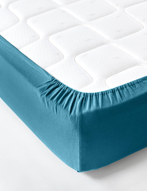 Drap-housse uni flanelle bonnets 32 cm (pauwblauw)