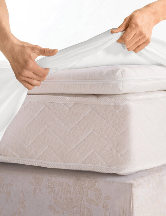 Drap-housse uni jersey 130g/m&sup2; - bonnet 40 cm (blanc)