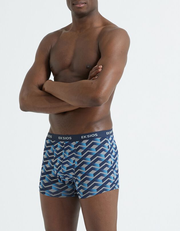 Shorty met geometrisch motief - set van 3 (rood + blauw)