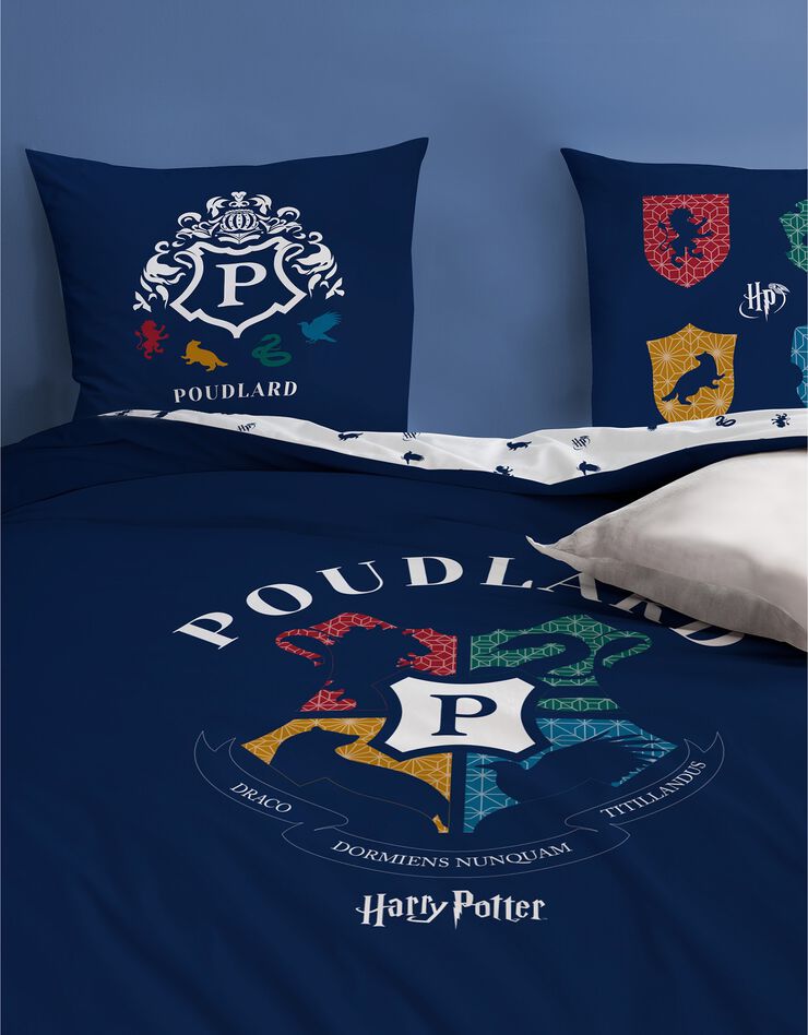 Parure de lit Blason Harry Potter® - coton (bleu marine)