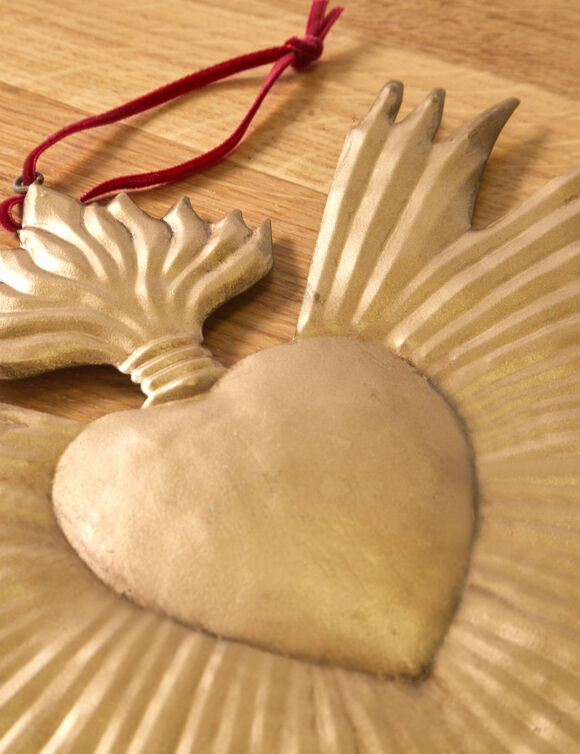 Wanddecoratie ex voto, goudkleurig metaal (goudkleurig)