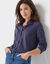 T-shirt boutonn&eacute; manches longues, col polo (marine)