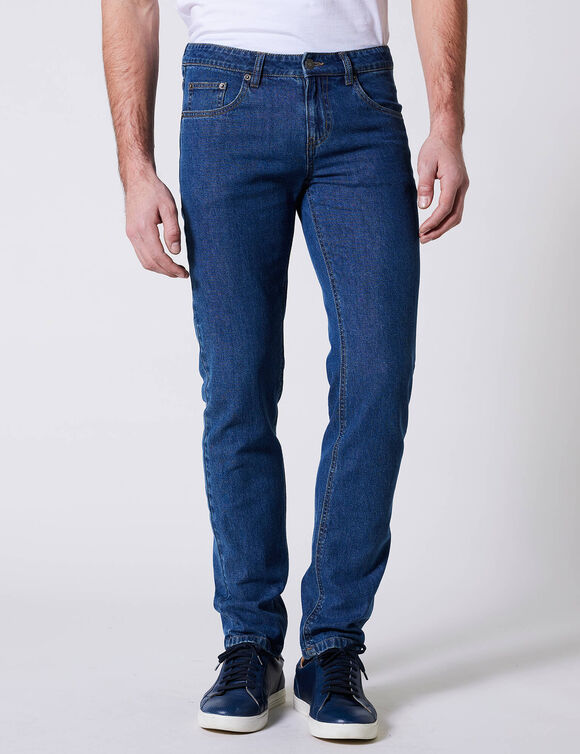 Rechte stretchjeans, afgerond onder de buik - binnenpijplengte 72 cm (stone)