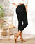 3/4-broek met elastische taille (zwart)