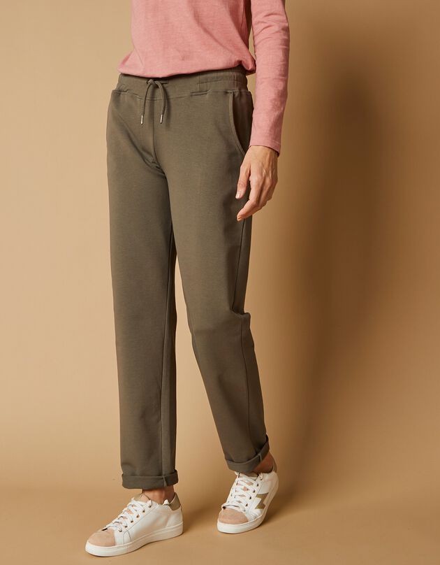 Joggpant in molton met elastische taille (kaki) Joggpant in molton met elastische taille (kaki)