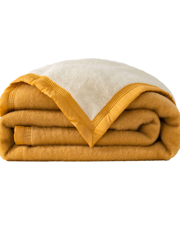 Couverture bicolore pure laine 800 g/m² (miel)