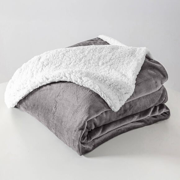 Couverture double face polaire et sherpa (anthracite)