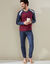 Driekleurige pyjama - set van 2 (marine / bordeaux) Driekleurige pyjama - set van 2 (marine / bordeaux)