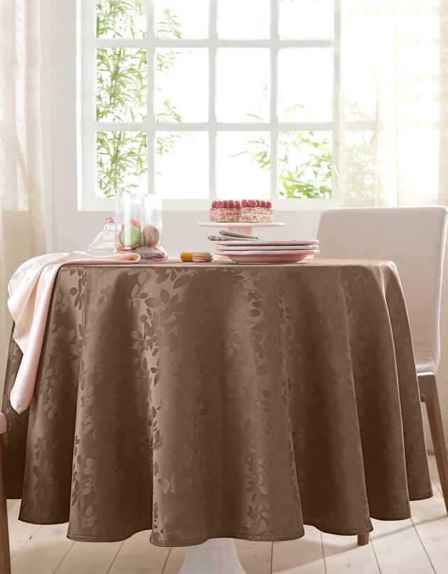 Nappe damassée feuillages Colombine® (taupe)