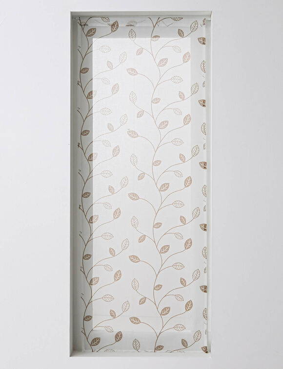 Vitrage voile motif petites feuilles - finition pattes (taupe)