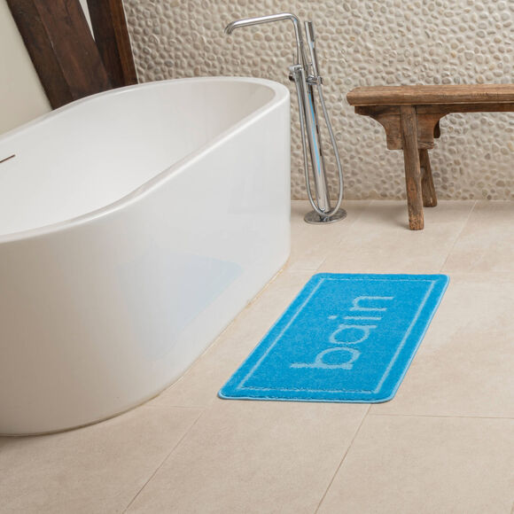 Tapis de bain motif "bain" (bleu)