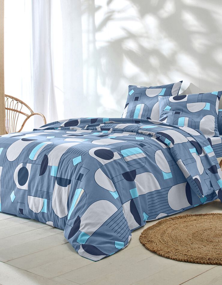Linge de lit imprimé Lorenzo - coton, bleu Linge de lit imprimé Lorenzo - coton, bleu, hi-res image number 0