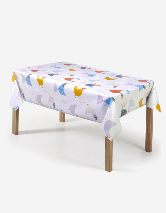 Tafelzeil met kippenprint (wit)